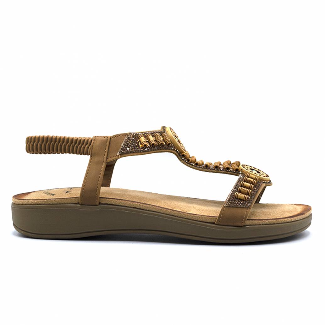 SANDALIA  NAPA CON PLANTA ACOLCHADA CAMEL 59902