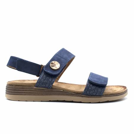 SANDALIA NAPA VELCROS CUÑA AZUL 80260