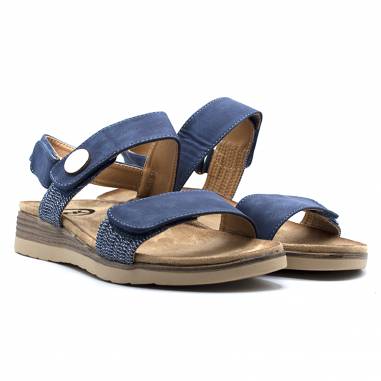 SANDALIA NAPA VELCROS CUÑA AZUL 80260